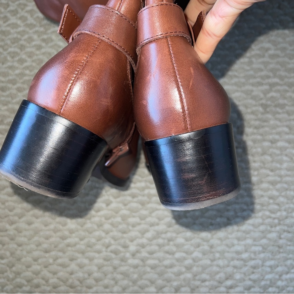 Gibson Latimer Leather Tall Over Knee Boots Riding Gold Tone Studs  SIZE… - Picture 8 of 13